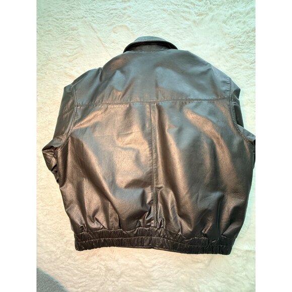 St Johns Bay Leather Jacket Mens XL Brown Quilted Lined Insulated Bomber Coat - Picture 2 of 7